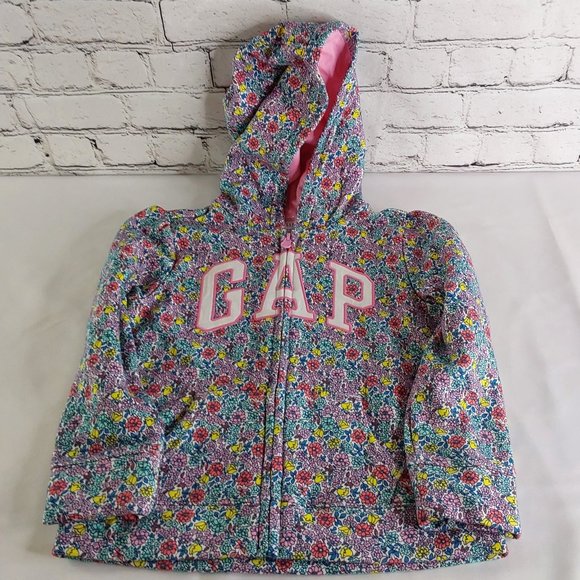 'GAP' FLORAL FLEECE LOGO HOODIE FULL~ZIP JACKET - Picture 3 of 16